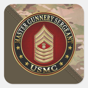 US Marines: Master Gunnery Sergeant (USMC MGySgt) Square Sticker