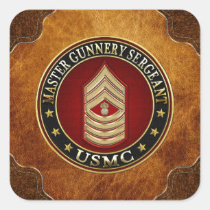 US Marines: Master Gunnery Sergeant (USMC MGySgt) Square Sticker