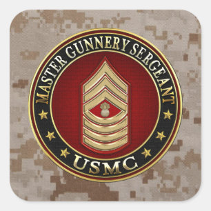 US Marines: Master Gunnery Sergeant (USMC MGySgt) Square Sticker