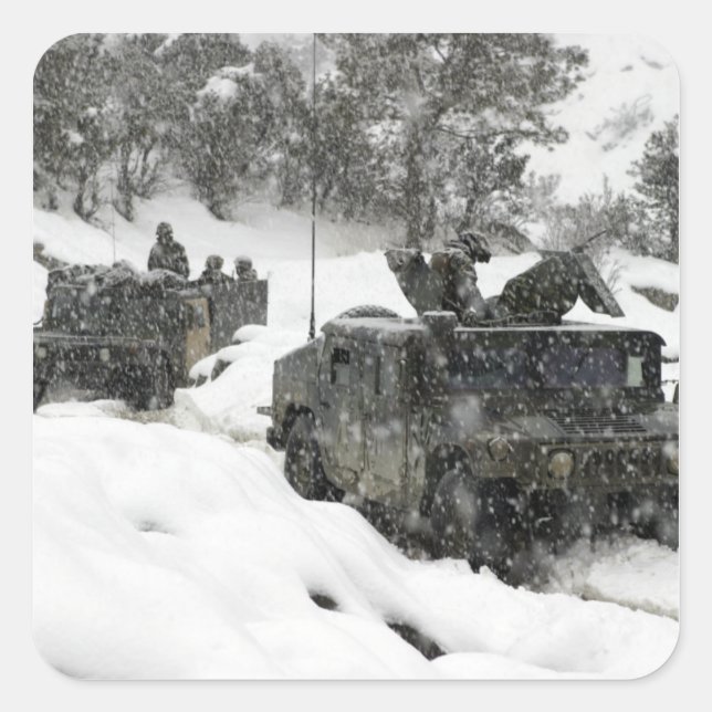 US Marines patrol in Khowst-Gardez Pass Square Sticker (Front)