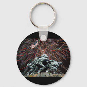 US Marines War Memorial Iwo Jima Fireworks Keychain