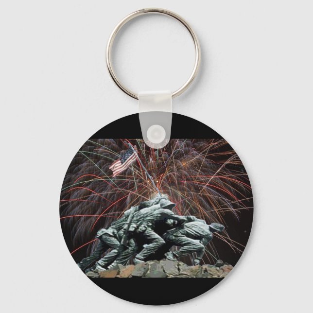 US Marines War Memorial Iwo Jima Fireworks Keychain (Front)