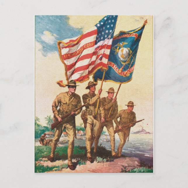 US Marines WW 1 Vintage Poster Postcard (Front)