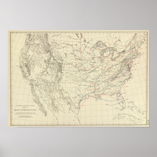 US Mean Temperature Poster (Front)