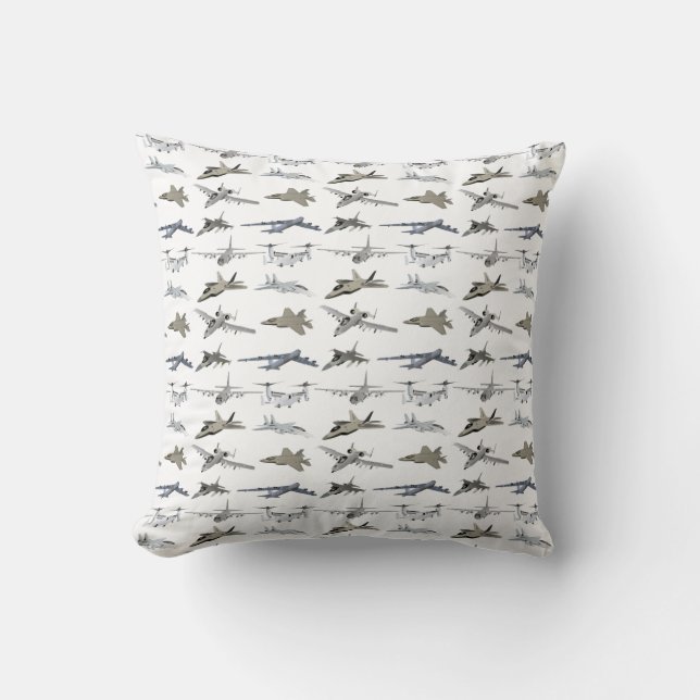 US Military Airplanes Throw Pillow (Front)