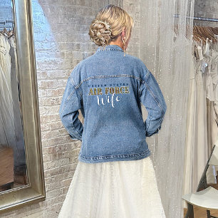 US Military Camouflage Air Force Wife Wedding Gift Denim Jacket