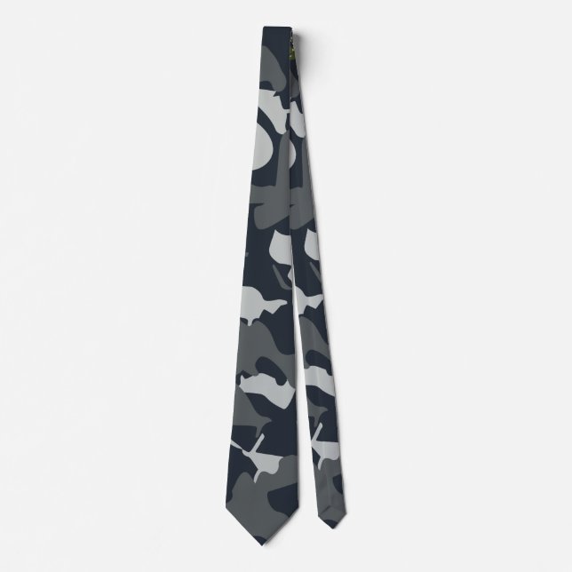 US Military Camouflage Grey Camo Seamless Pattern Tie (Front)
