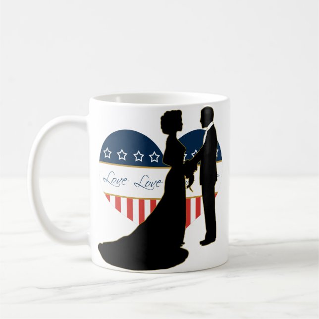 US Military Heart Loving Couple Silhouette Mug (Left)