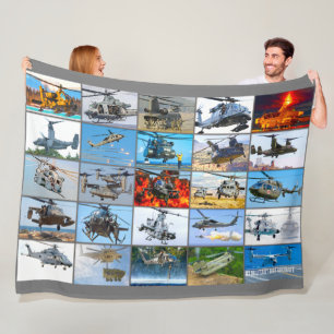 US MILITARY ROTORCRAFT “MONTAGE” FLEECE BLANKET