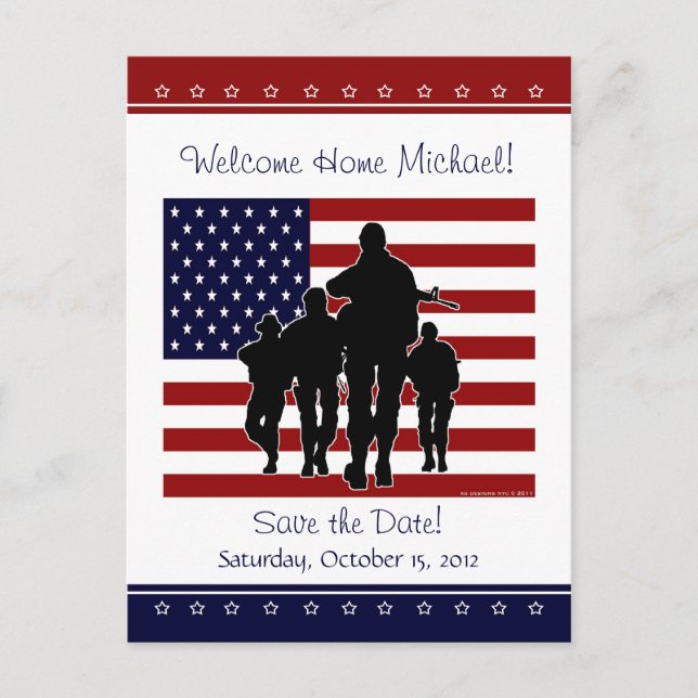 US Military Welcome Home Save the Date Postcard (Front)