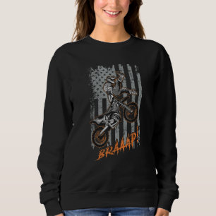 US Motocross Braap Dirt Bike & USA Flag Dirt Bike Sweatshirt