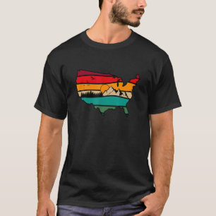 US Mountain Landscape Scene Traveler Hiking Campin T-Shirt