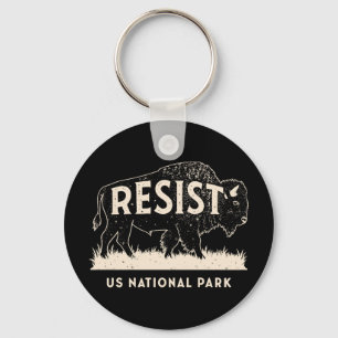 US National Park Resist Service Bison Buffalo Keychain