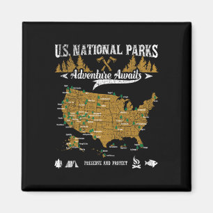 Us National Parks Adventure Awaits - Hiking And Ca Magnet