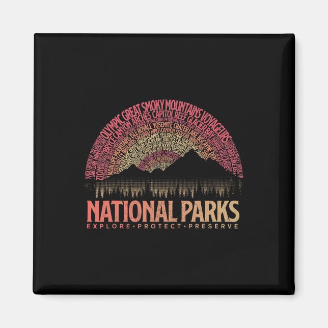 Us National Parks Explore Protect Preserve Camping Magnet (Front)