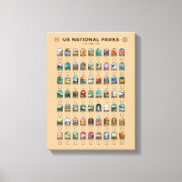 US National Parks of America Checklist Vintage