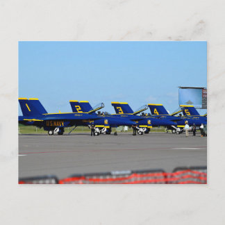 US Navy Blue Angels Jets Lined Up on Tarmac Airsho Postcard