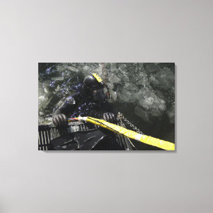 US Navy Diver gets ready to start his dive Canvas Print