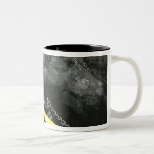 US Navy Diver gets ready to start his dive Two-Tone Coffee Mug