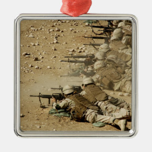 US Navy Seabees fire M-4 and M-16A2 rifles Metal Ornament