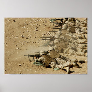 US Navy Seabees fire M-4 and M-16A2 rifles Poster