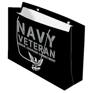 US Navy Veteran Honor Courage Commitment Large Gift Bag