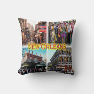 US New Orleans - Bourbon Street - Mardi Gras - Throw Pillow