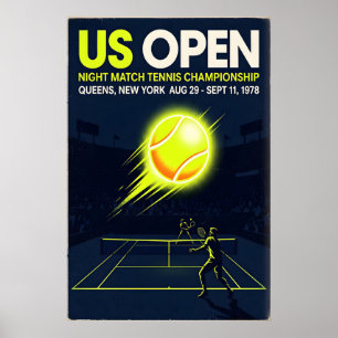 US Open Tennis Poster Vintage978 Match de Nuit, Bl