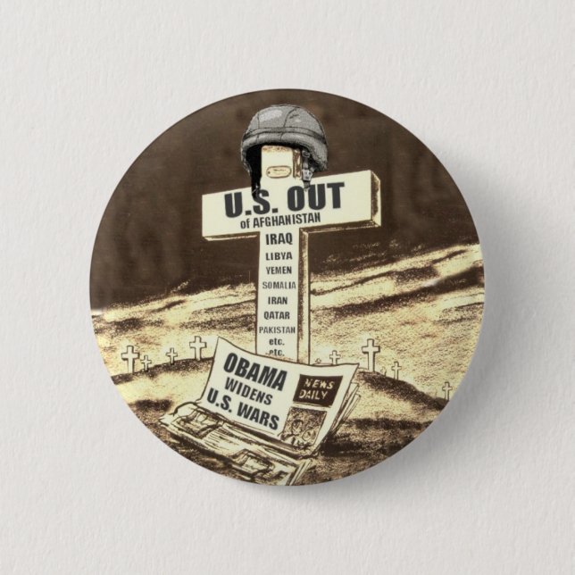 US OUT of WAR 2 Inch Round Button (Front)