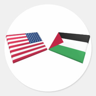 US & Palestine Flags Classic Round Sticker