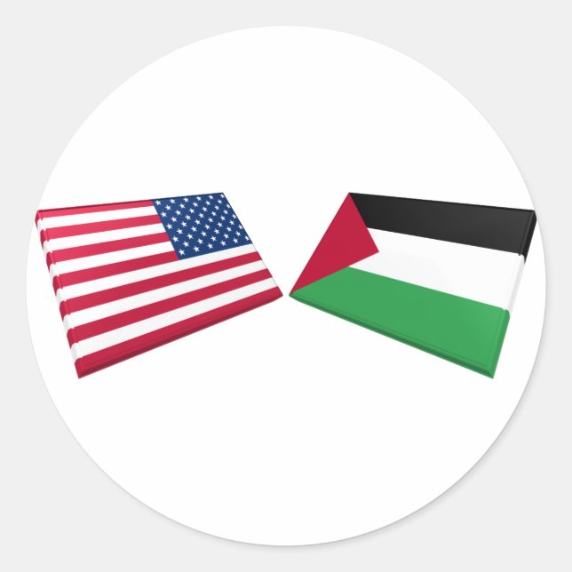 US & Palestine Flags Classic Round Sticker (Front)