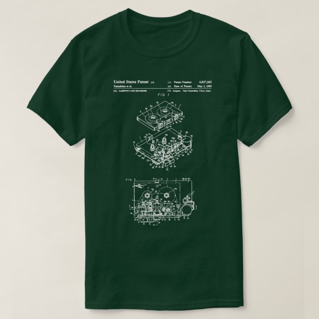 US Patent Cassette Player T-Shirt (Design Front)