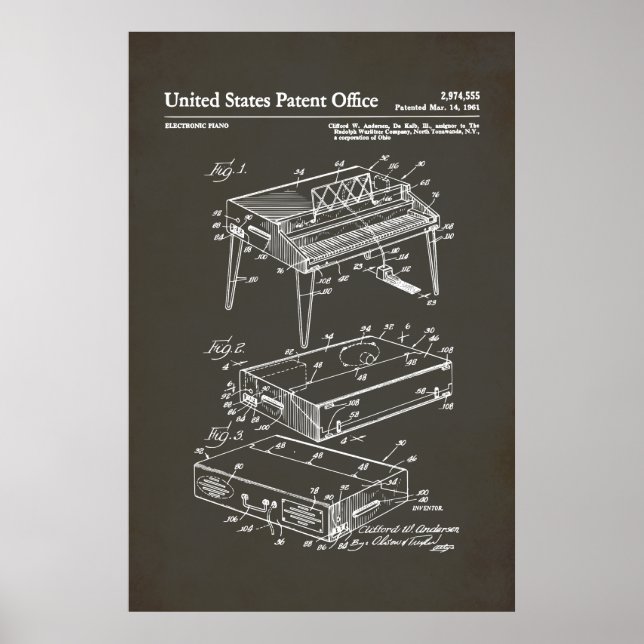 US Patent - Electric Piano Poster (Front)