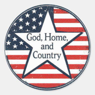 US patriot logo God Home Country US flag retro Classic Round Sticker