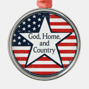 US patriot logo God Home Country US flag retro Metal Ornament
