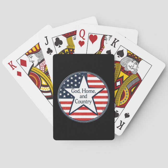 US patriot logo God Home Country US flag retro  Playing Cards (Back)