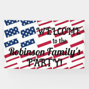 US Patriotic American Flag Tiles Calligraphy Text  Banner