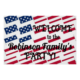 US Patriotic American Flag Tiles Calligraphy Text Poster