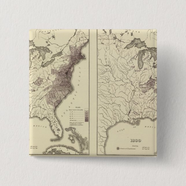 US Population 1790-1820 2 Inch Square Button (Front)