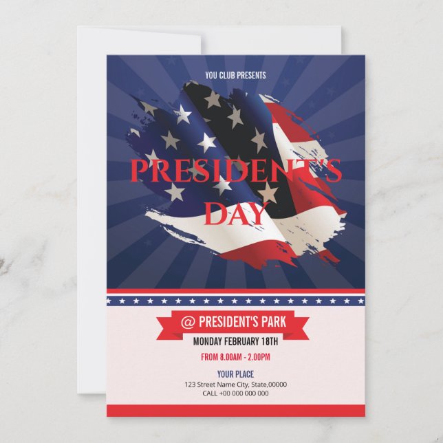 Us Presidents Day Invitation Flyer (Front)