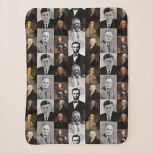 US Presidents Plus Hamilton and Franklin History Sherpa Blanket