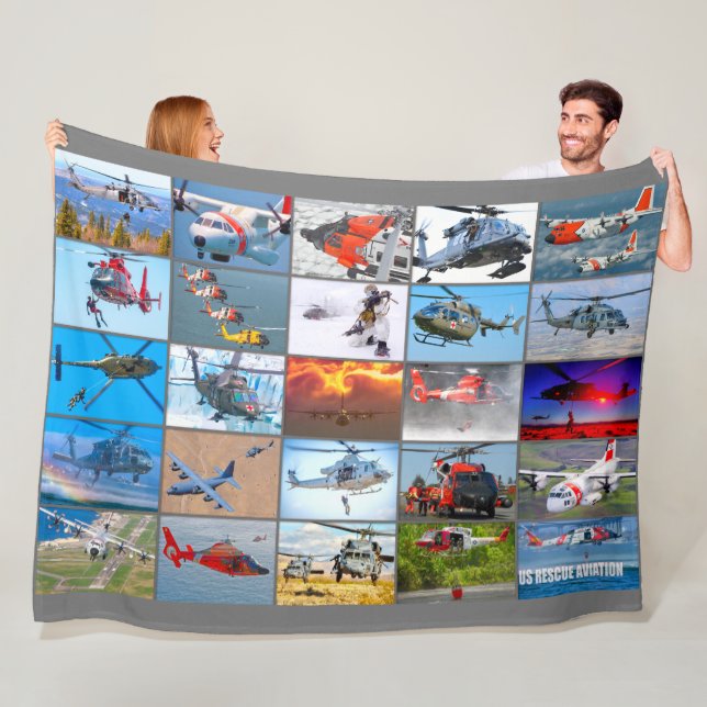 US RESCUE AVIATION “MONTAGE” FLEECE BLANKET (In Situ)