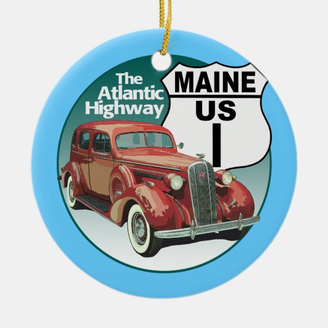 US Route 1 - The Atlantic Highway Ceramic Ornament (Front)