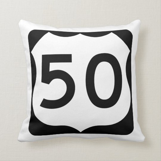 US Route 50 Sign Throw Pillow