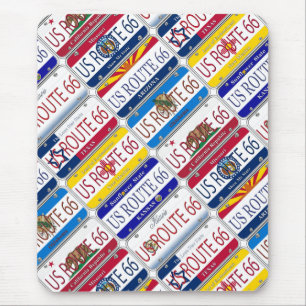 US ROUTE 66 All 8 States Vanity Plates Mouse Pad