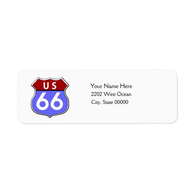 US Route 66 Legendary Return Address Label (Front)