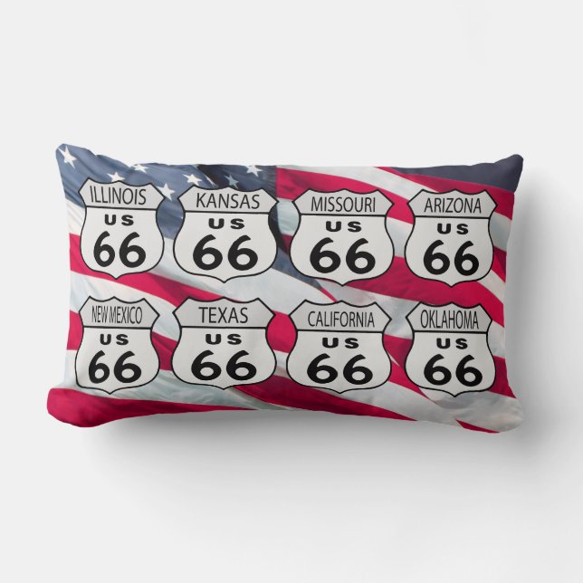 US Route 66 Signs Lumbar Pillow (Front)