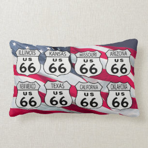 US Route 66 Signs Lumbar Pillow