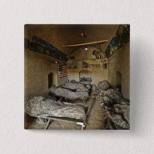 US Soldiers sleep in an abandoned mud house 2 Inch Square Button