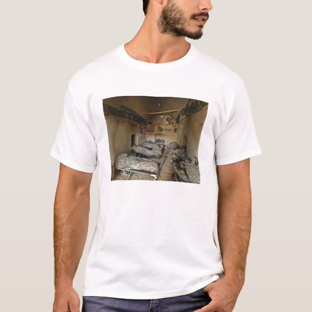 US Soldiers sleep in an abandoned mud house T-Shirt (Front)